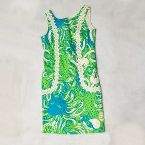 RARE Lilly Pulitzer Blue and Green Casey Shift Dress Size 4